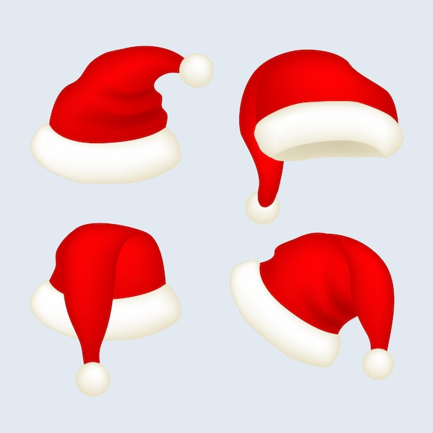 Realistic santa's hat collection