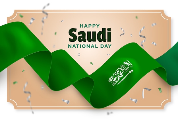 Realistic saudi national day background