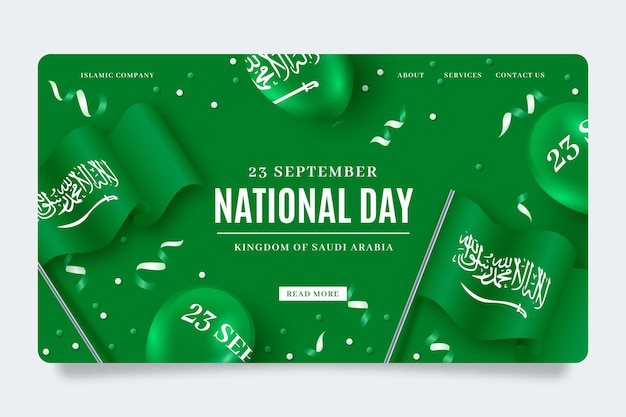 Realistic saudi national day landing page template