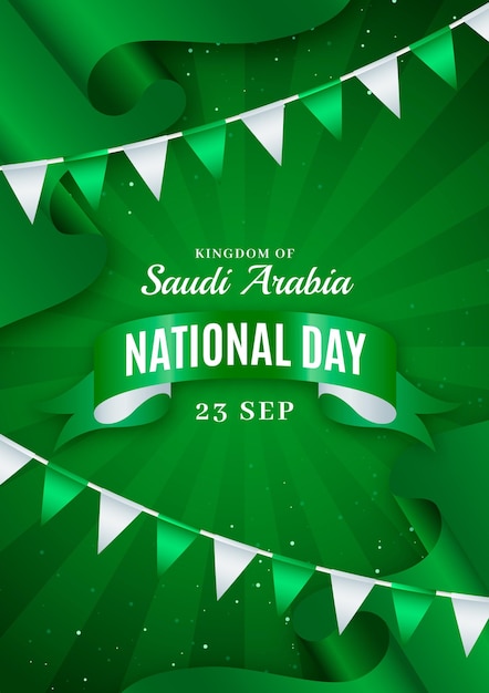 Realistic saudi national day vertical poster template