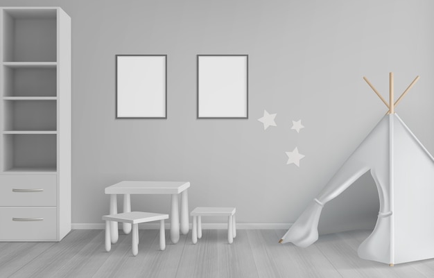 Free Vector realistic scandinavian boy's room furniture