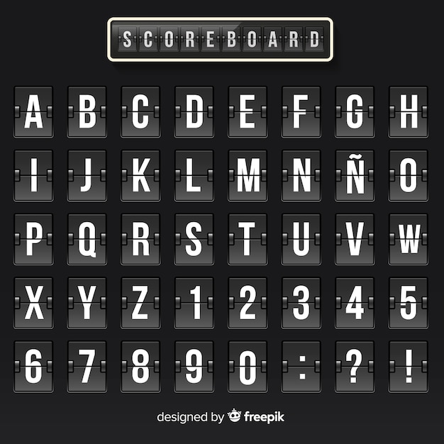 Realistic scoreboard alphabet