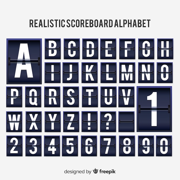 Realistic scoreboard alphabet