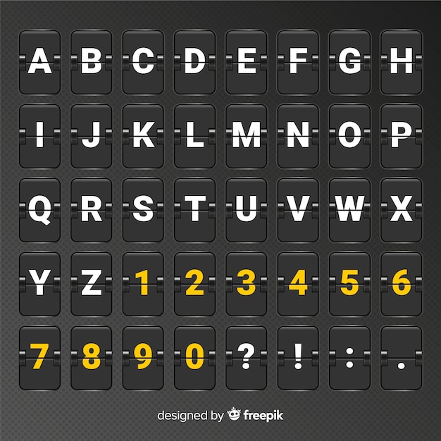 Free vector realistic scoreboard style alphabet