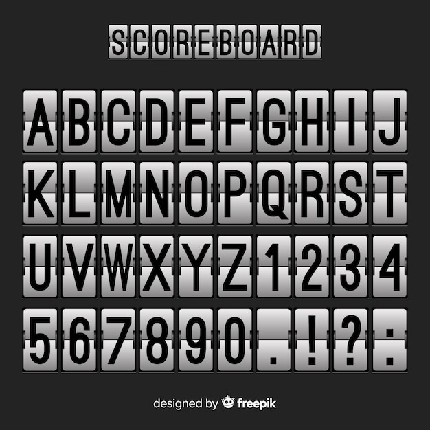 Free Vector realistic scoreboard style alphabet