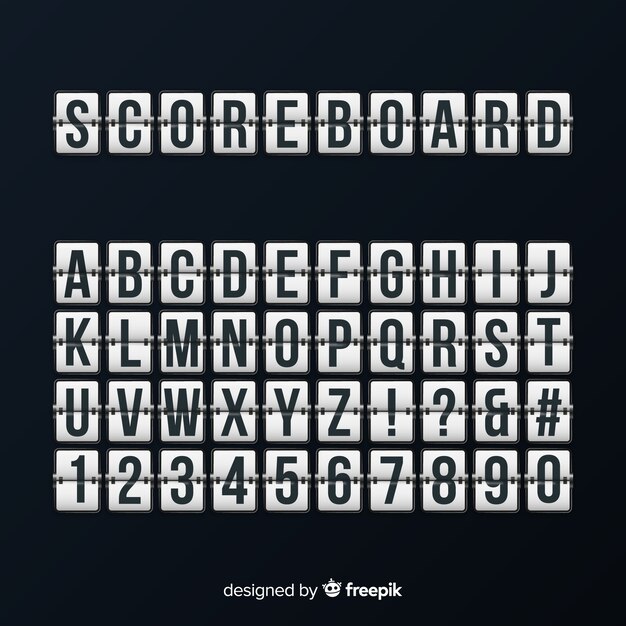 Realistic scoreboard style alphabet