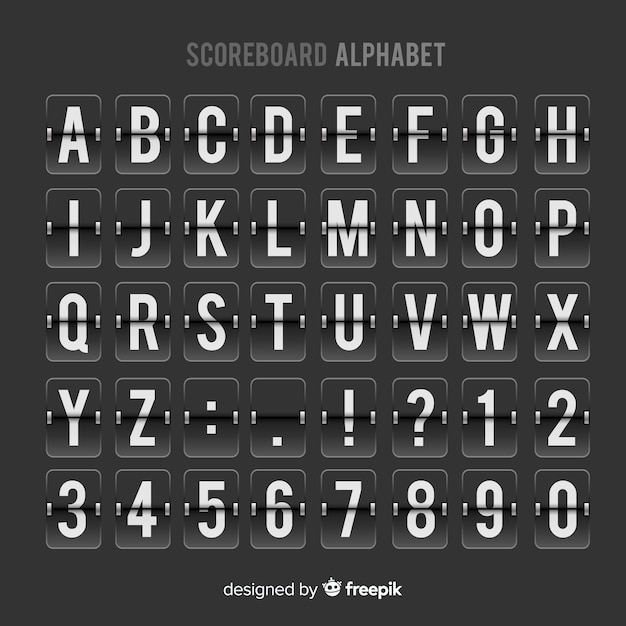 Realistic scoreboard style alphabet