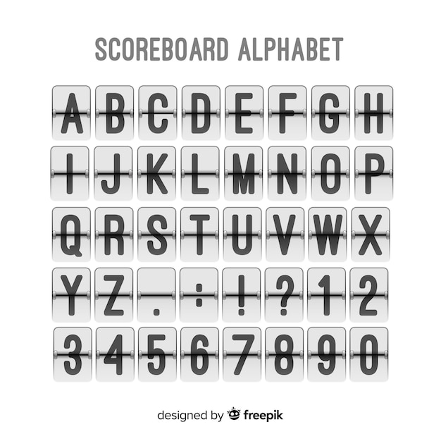 Free Vector realistic scoreboard style alphabet