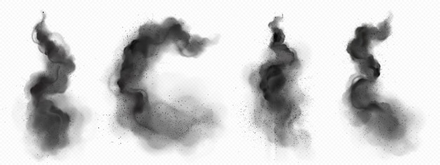 Free vector realistic set of black smoke trails