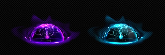 Free Vector realistic set of defense energy shields png