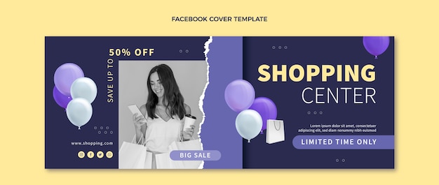 Free Vector realistic shopping center facebook cover