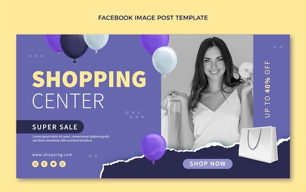 Free Vector realistic shopping center facebook post