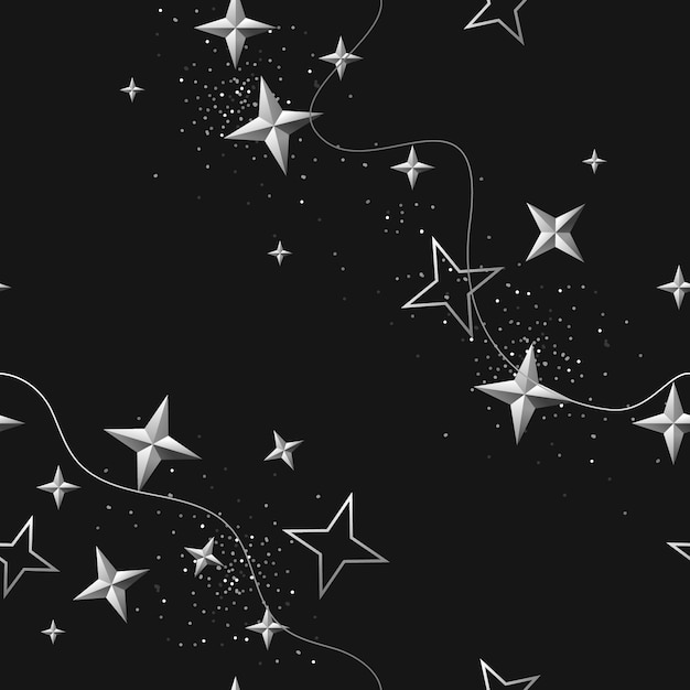 Realistic silver stars pattern design