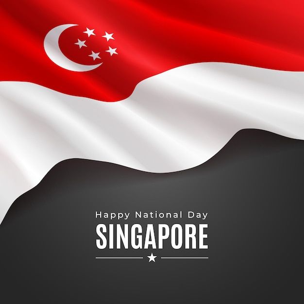 Realistic singapore national day illustration