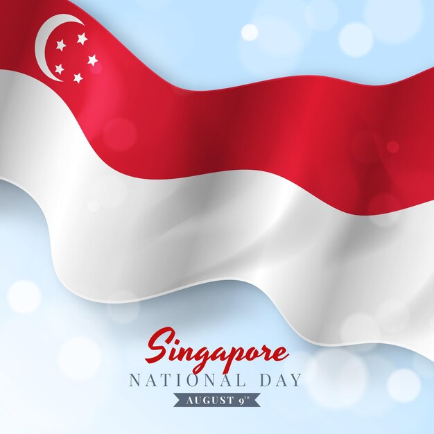 Realistic singapore national day illustration