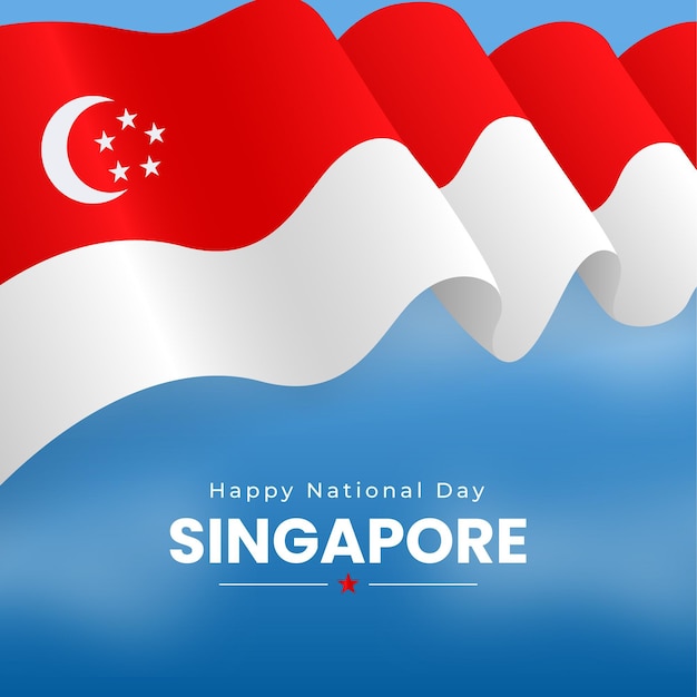 Realistic singapore national day illustration