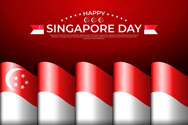 Realistic singapore national day illustration