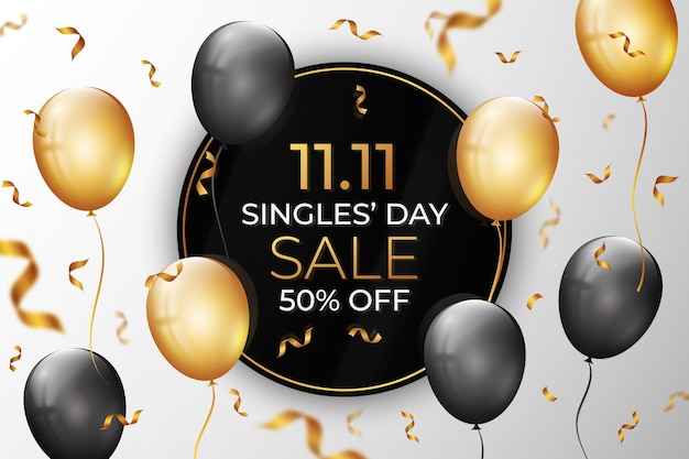 Realistic single's day sale illustration