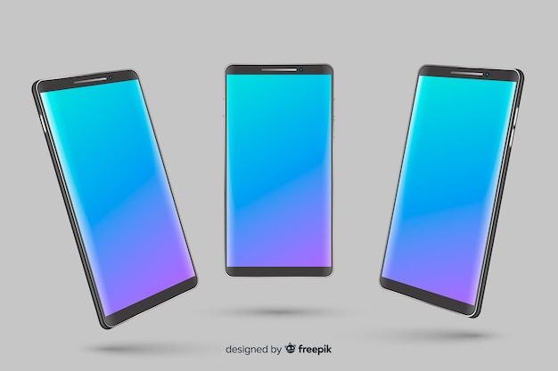 Free vector realistic smartphone in different views