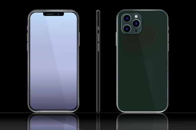 Realistic smartphone in different views