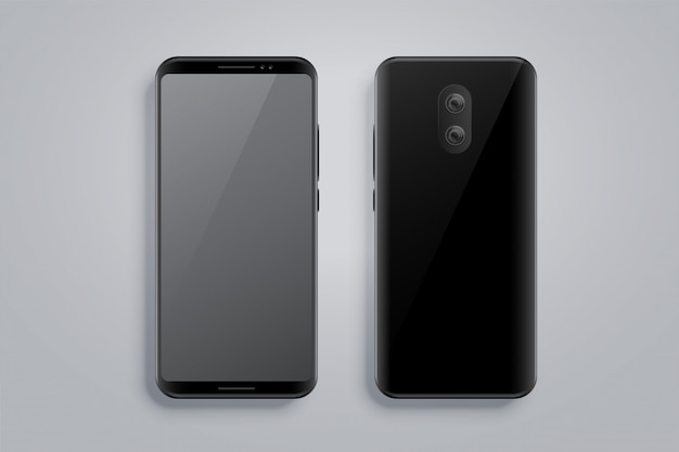 Realistic smartphone mockup with front and back