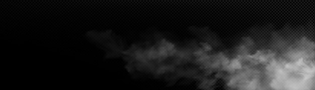 Realistic smoke white clouds on black background