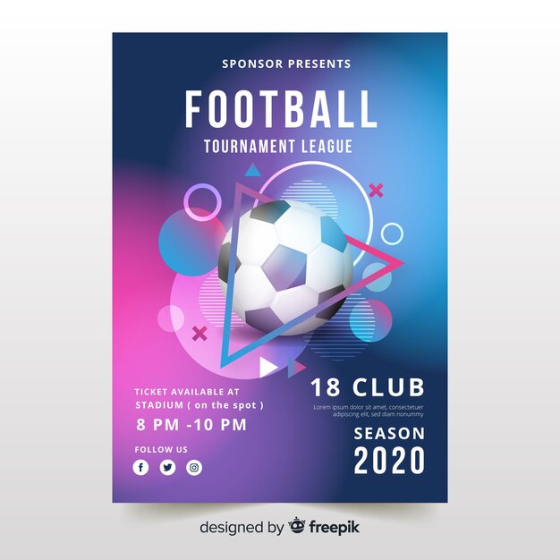 Realistic soccer ball poster template