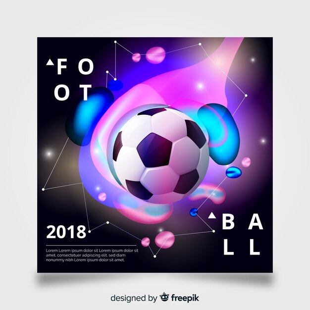 Realistic soccer ball poster template