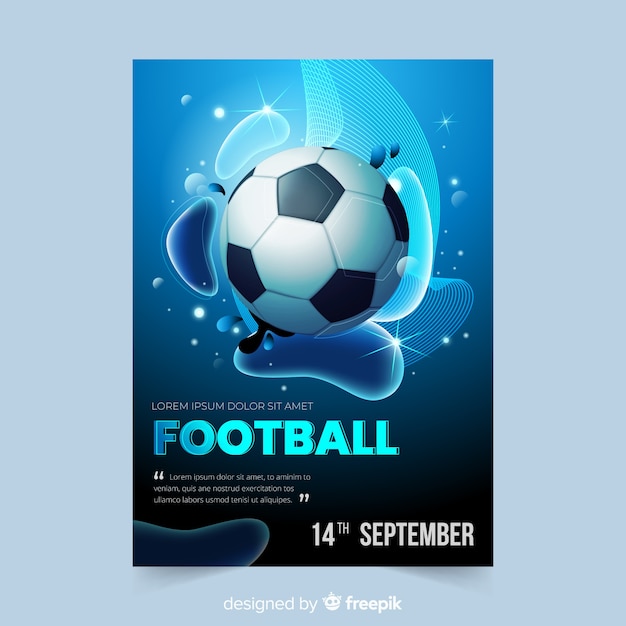 Realistic soccer ball poster template