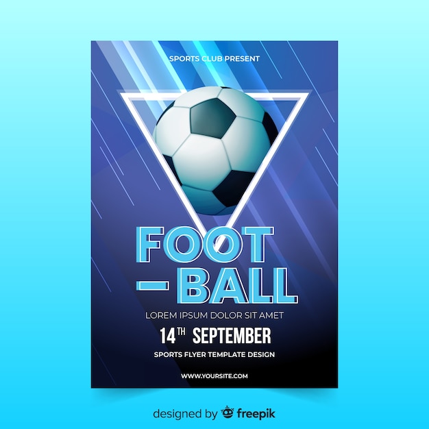 Realistic soccer ball poster template