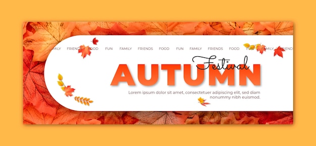 Free vector realistic social media cover template for autumn celebration