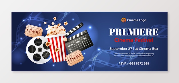 Realistic social media cover template for movie premiere event