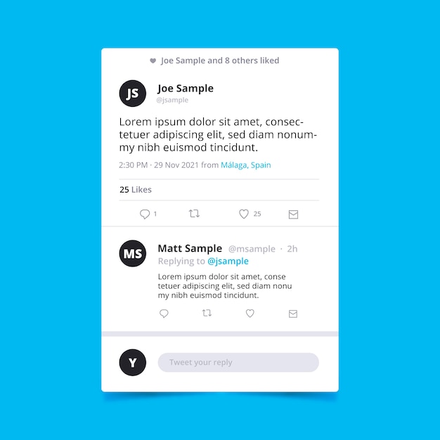 Free vector realistic social media tweet mockup