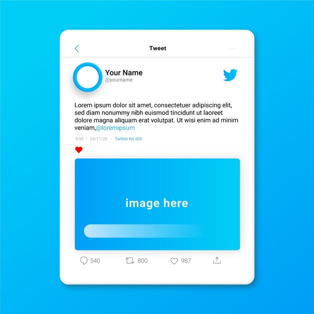 Realistic social media tweet mockup