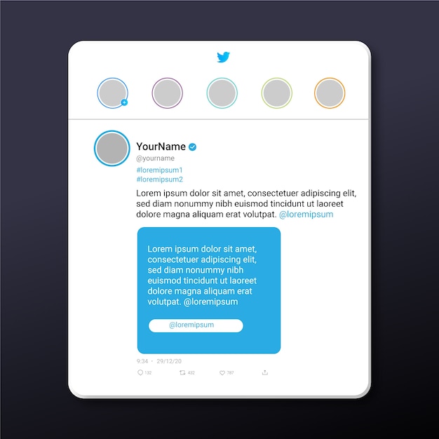 Free Vector realistic social media tweet mockup