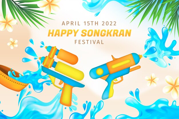 Realistic songkran background