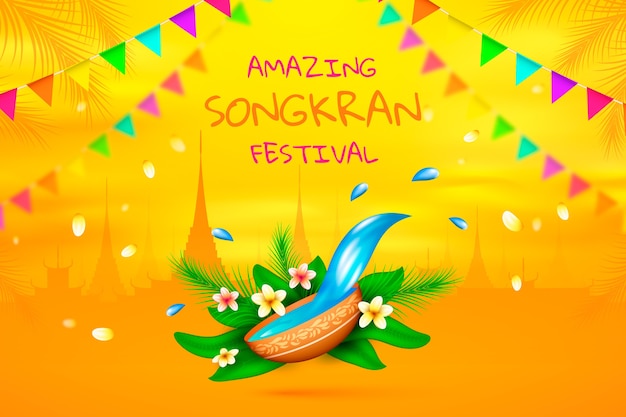 Free Vector realistic songkran background