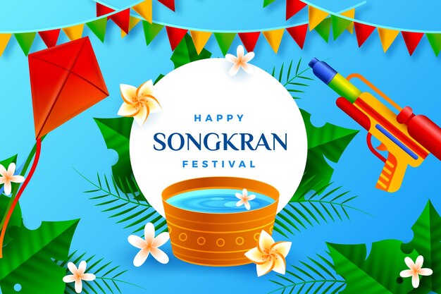 Realistic songkran background