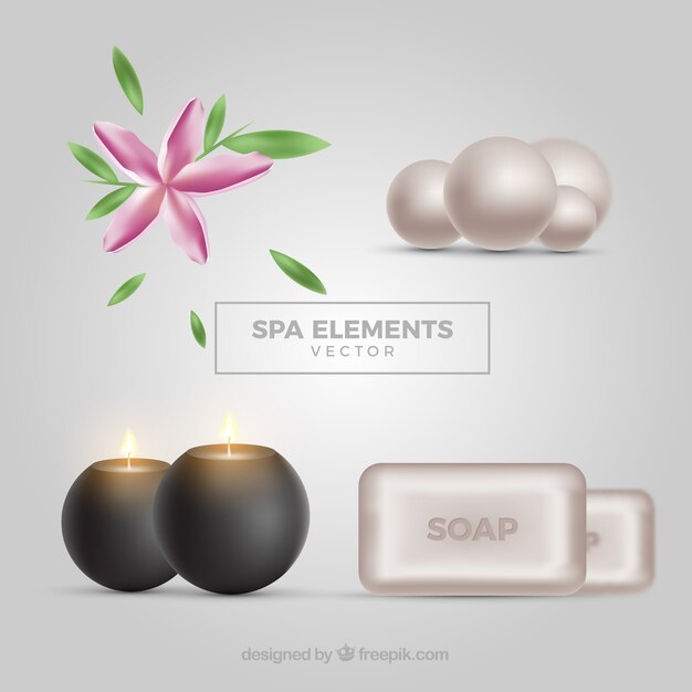 Realistic spa elements collection