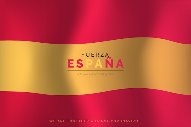 Realistic spanish flag with support message