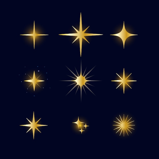 Realistic sparkling stars collection