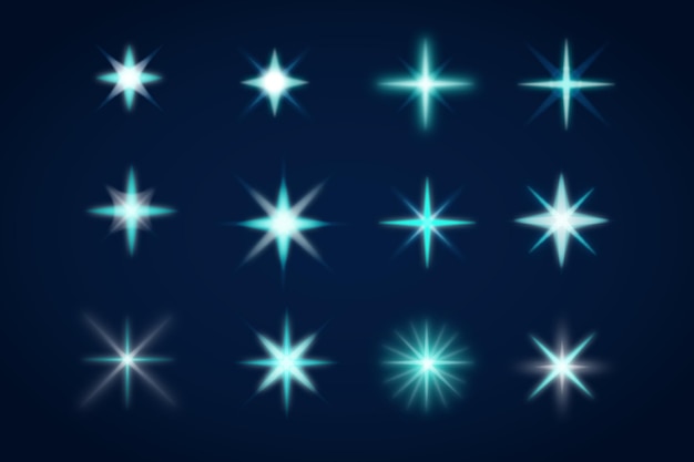 Realistic sparkling stars collection