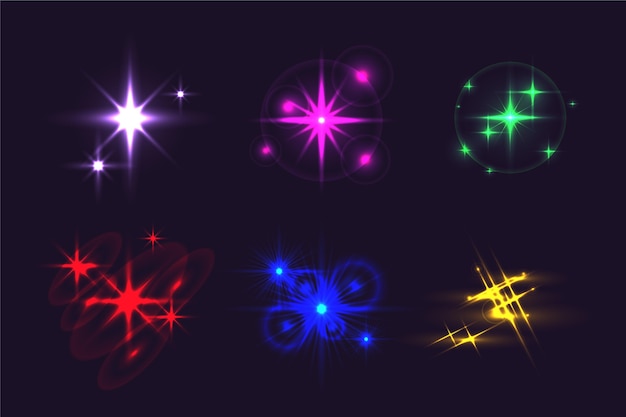 Realistic sparkling stars collection