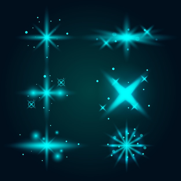 Free Vector realistic sparkling stars collection