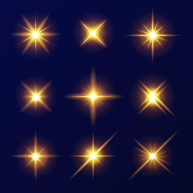 Realistic sparkling stars collection