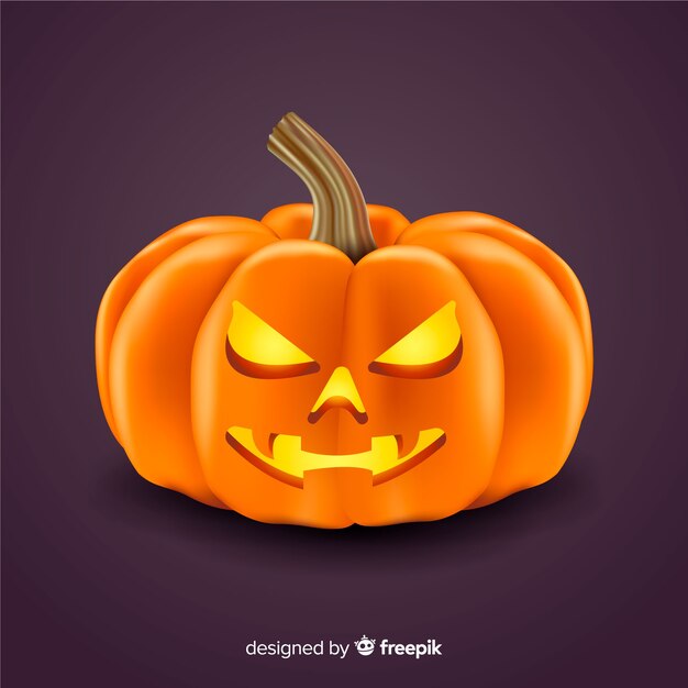 Realistic spooky halloween pumpkin