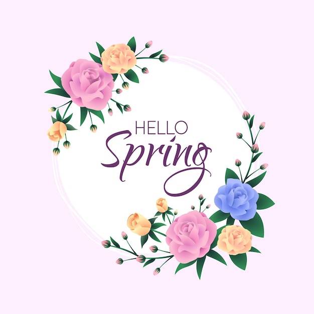 Realistic spring floral frame