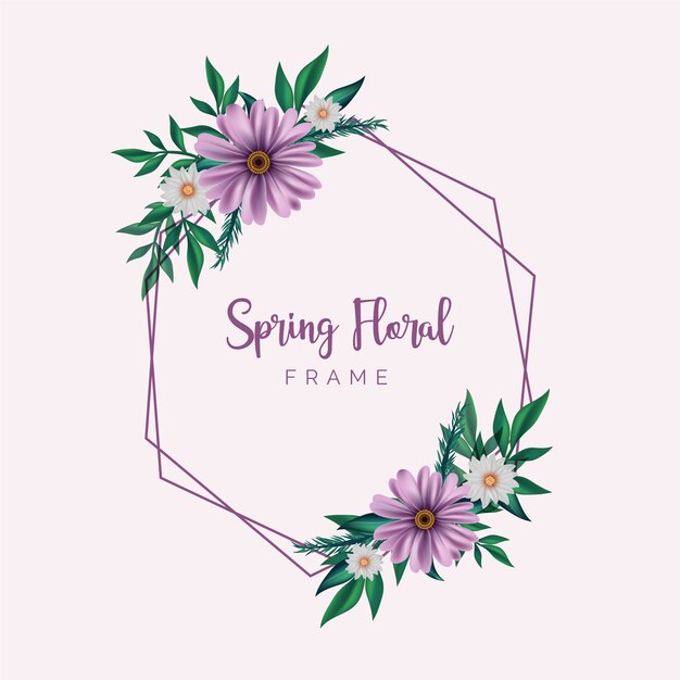 Realistic spring floral frame