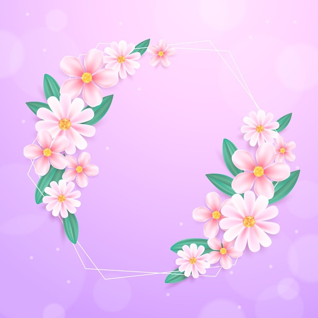 Realistic spring floral frame