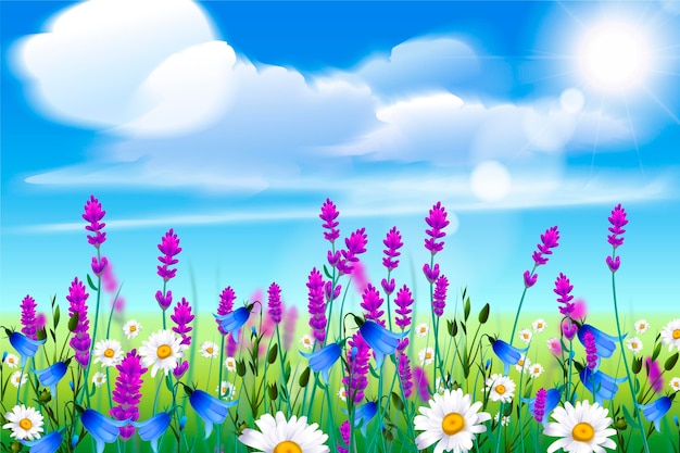 Free Vector realistic spring landscape